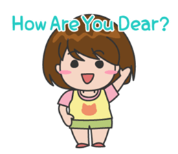 Cheerful cute girl English sticker #7743852
