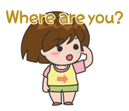 Cheerful cute girl English sticker #7743856