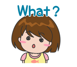 Cheerful cute girl English sticker #7743857