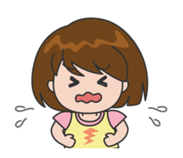 Cheerful cute girl English sticker #7743858