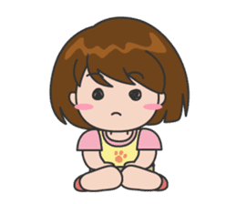 Cheerful cute girl English sticker #7743867