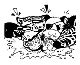 Monochrome animal band sticker #7750174