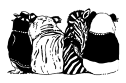Monochrome animal band sticker #7750176