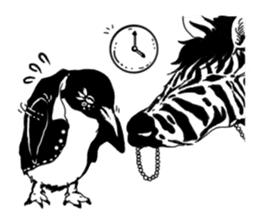 Monochrome animal band sticker #7750177