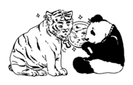 Monochrome animal band sticker #7750178