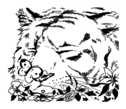 Monochrome animal band sticker #7750183