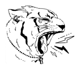 Monochrome animal band sticker #7750185