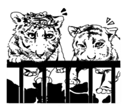 Monochrome animal band sticker #7750187