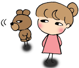 a little cynical girl and a bear sticker #7761182