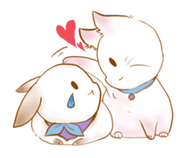 Healing cat & rabbit sticker #7770272