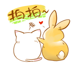 Healing cat & rabbit sticker #7770301