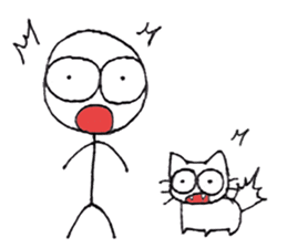 The stickman and the cat sticker #7779270