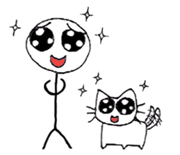 The stickman and the cat sticker #7779275