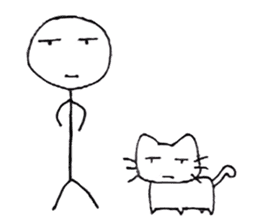 The stickman and the cat sticker #7779276