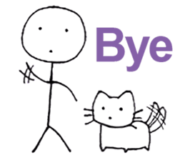 The stickman and the cat sticker #7779277