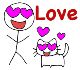 The stickman and the cat sticker #7779280