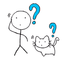 The stickman and the cat sticker #7779284