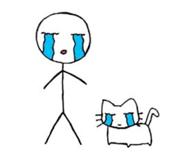 The stickman and the cat sticker #7779285