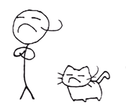 The stickman and the cat sticker #7779290