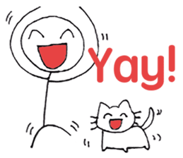 The stickman and the cat sticker #7779291