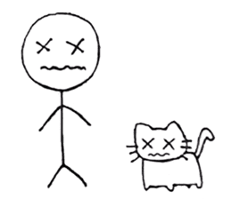 The stickman and the cat sticker #7779292