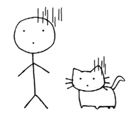 The stickman and the cat sticker #7779295