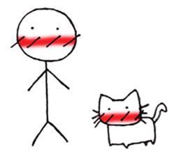 The stickman and the cat sticker #7779296