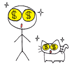 The stickman and the cat sticker #7779298