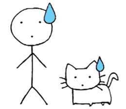 The stickman and the cat sticker #7779304