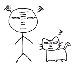 The stickman and the cat sticker #7779306