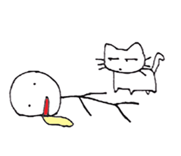 The stickman and the cat sticker #7779307