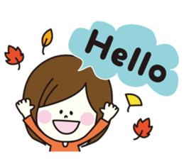 Girl of autumn scenery sticker #7781618