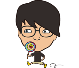 The boy wearing glasses loves winter sticker #7784557