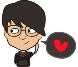 The boy wearing glasses loves winter sticker #7784566