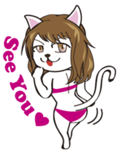 Sexy bikini cat English sticker #7788736