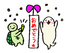 Cute turtles and seals2/baseball version sticker #7791595