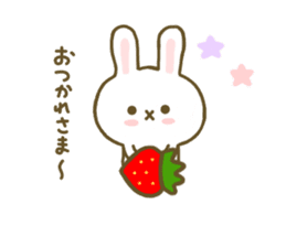 Rabbit Strawberry Yokutukau Kotoba sticker #7799258