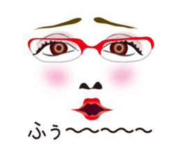 Expression and serif -red glasses ver- sticker #7841556