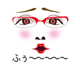 Expression and serif -red glasses ver- sticker #7841556