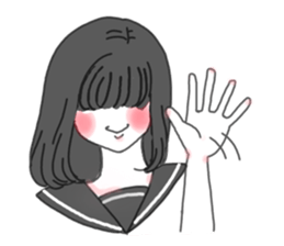 black hair shy girl sticker #7860212
