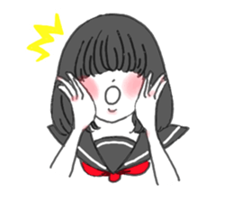 black hair shy girl sticker #7860214