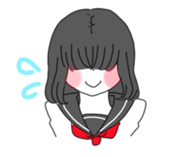 black hair shy girl sticker #7860215