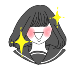 black hair shy girl sticker #7860216