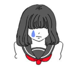 black hair shy girl sticker #7860217
