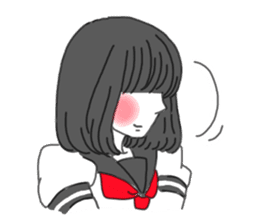 black hair shy girl sticker #7860218