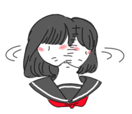 black hair shy girl sticker #7860219