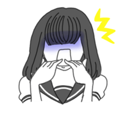 black hair shy girl sticker #7860220