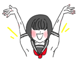 black hair shy girl sticker #7860221