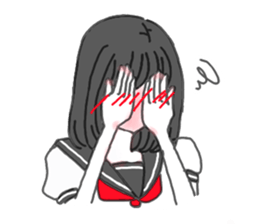 black hair shy girl sticker #7860222