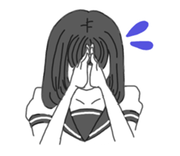 black hair shy girl sticker #7860223